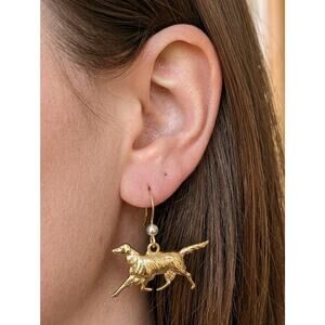 Courtney Gold Toned Retriever Dog Dangle Earrings